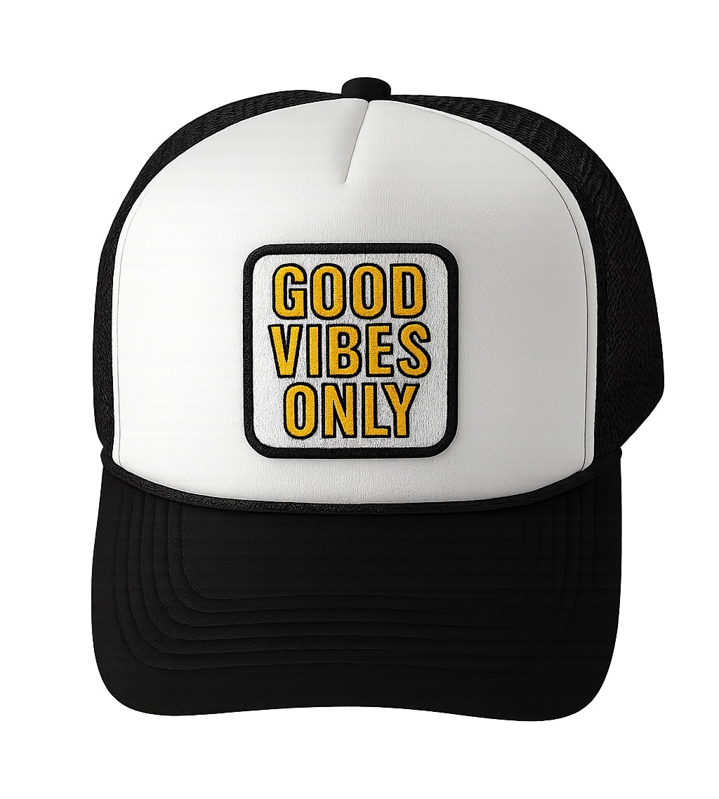 Good Vibes Only | Black & White Trucker Hat