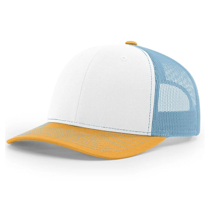 Trucker Hat White/Columbia Blue/Yellow