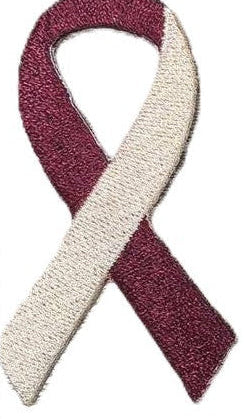 Ribbon Patch — Maroon & White — Head and Neck Cancer