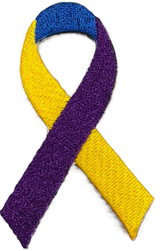 Ribbon Patch — Yellow, Purple & Blue — Bladder Cancer