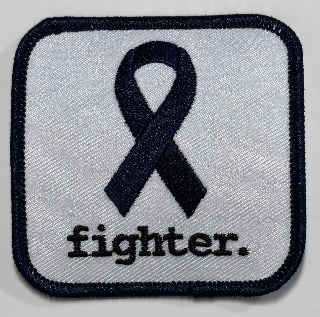 Square Patch — Navy Ribbon — fighter. — White Background