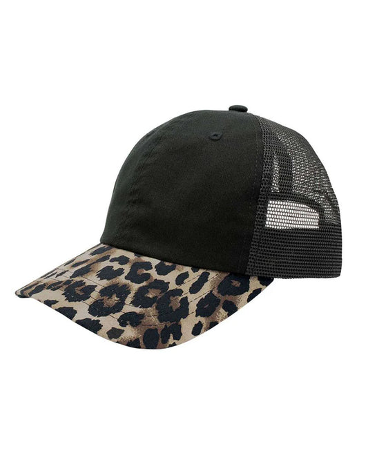 Leopard Fashion Trucker Cap - Black/Silver Leopard