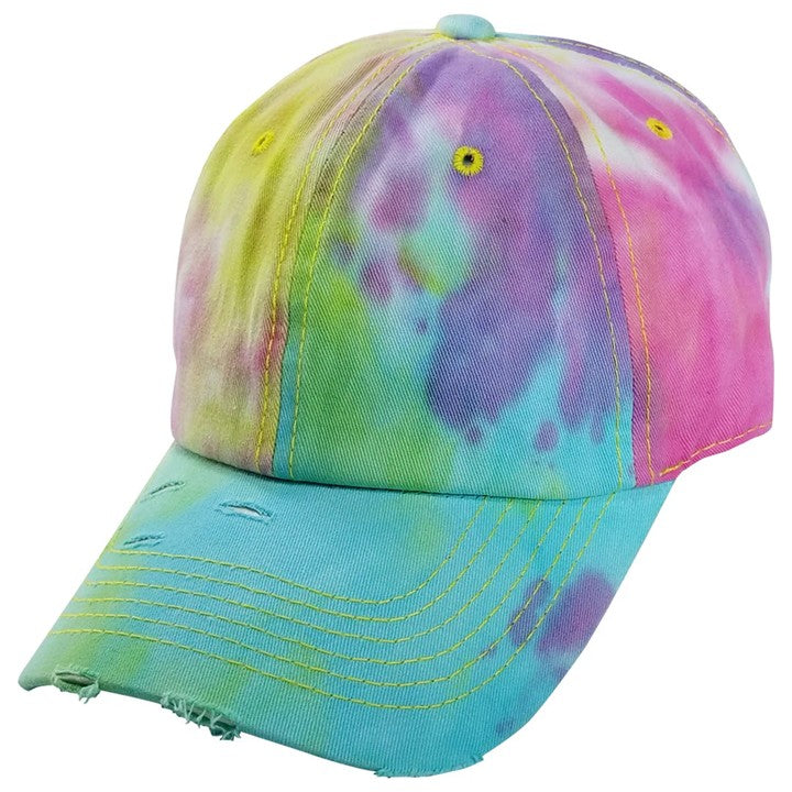 Plain Tie Dye Vintage Cotton Dad Hat - Multicolor