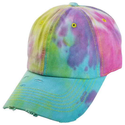 Plain Tie Dye Vintage Cotton Dad Hat - Multicolor