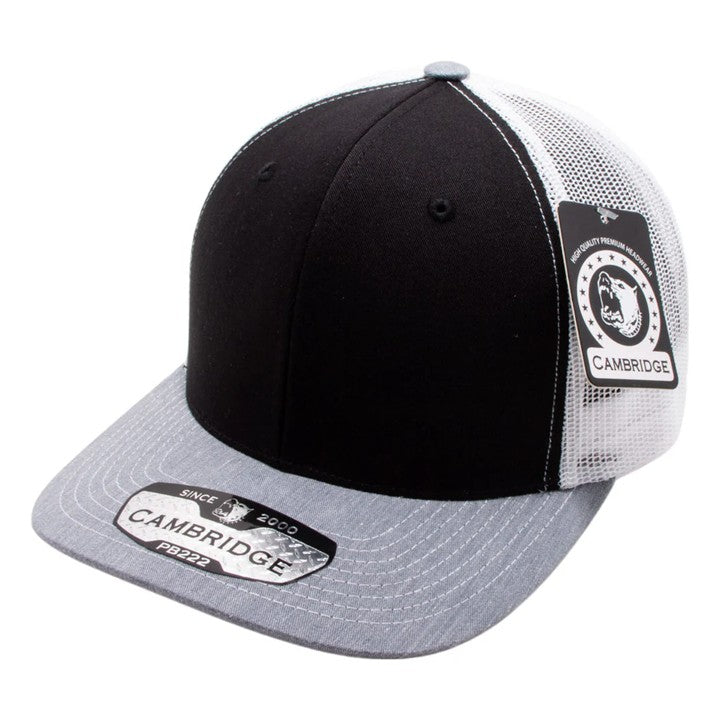 Tri-Color Trucker Hat  - Black/White/Heather Gray