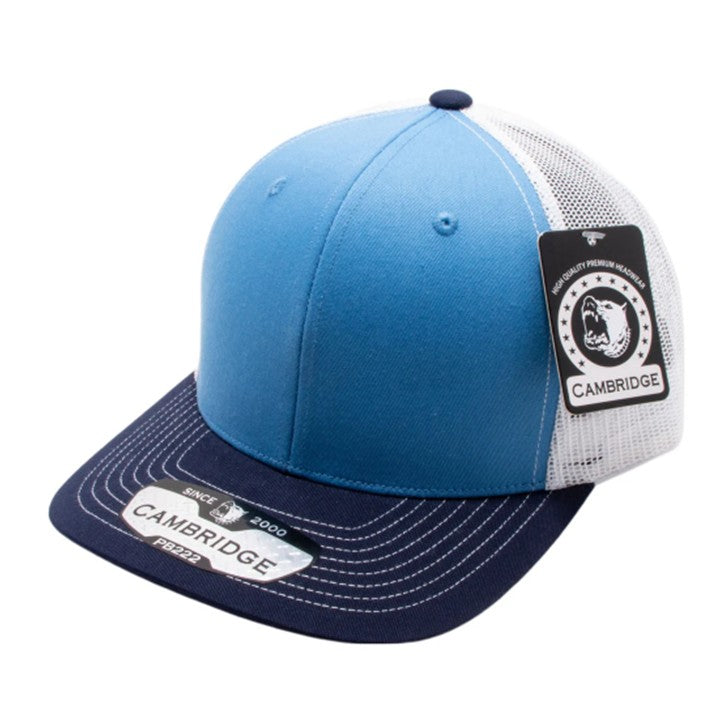 Tri-Color Trucker Hat  - Sky/White/Navy