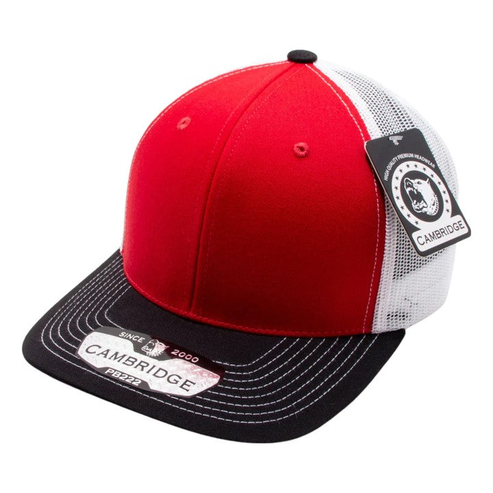 Tri-Color Trucker Hat  - Red/White/Black
