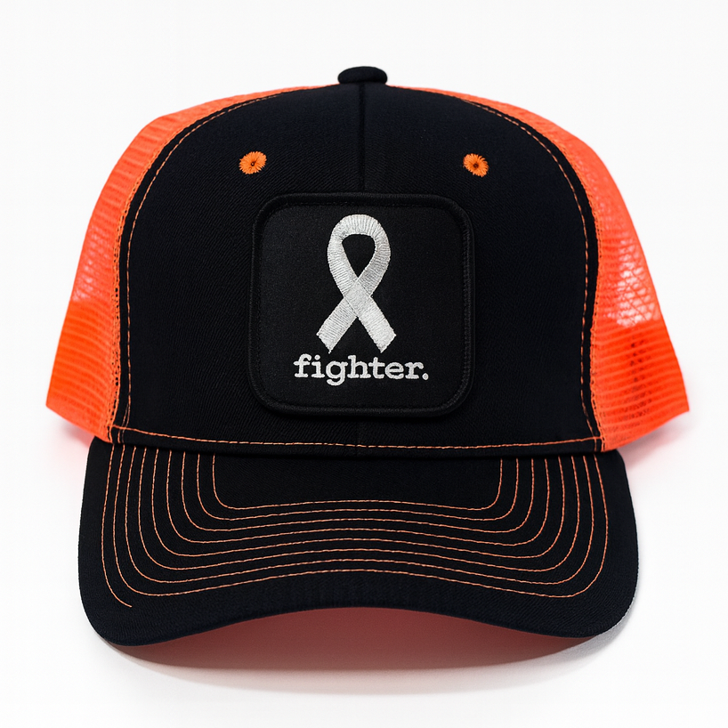 Fighter. | Black & Dayglo Orange Trucker Hat