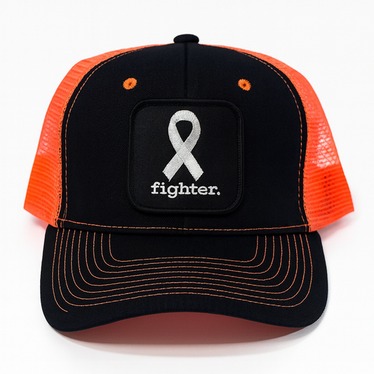 Fighter. | Black & Dayglo Orange Trucker Hat