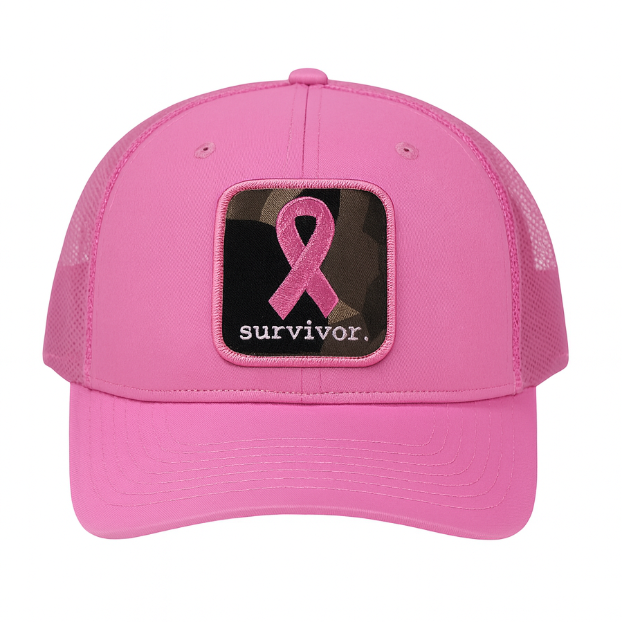 Survivor. | Pink Camo Patch Trucker Hat