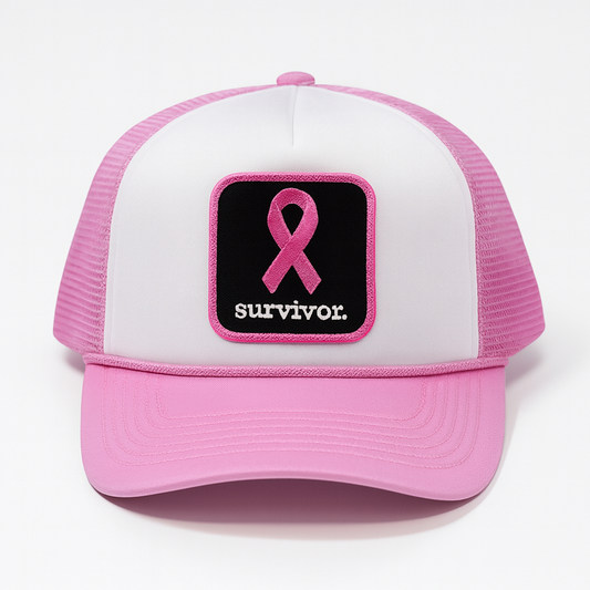Survivor. | White & Pink Trucker Hat